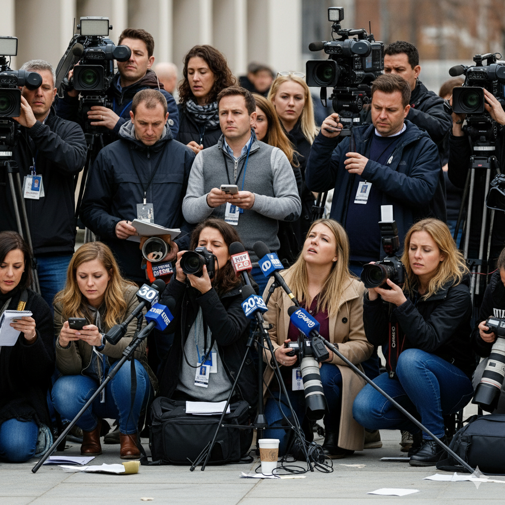 News For Tomorrow - News Gaggle Press Conference Gaggle of news reporters