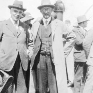 Frank Watson Dyson (left) and Arthur Stanley Eddington. Date unknown