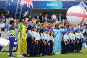 Australia sing their national anthem.