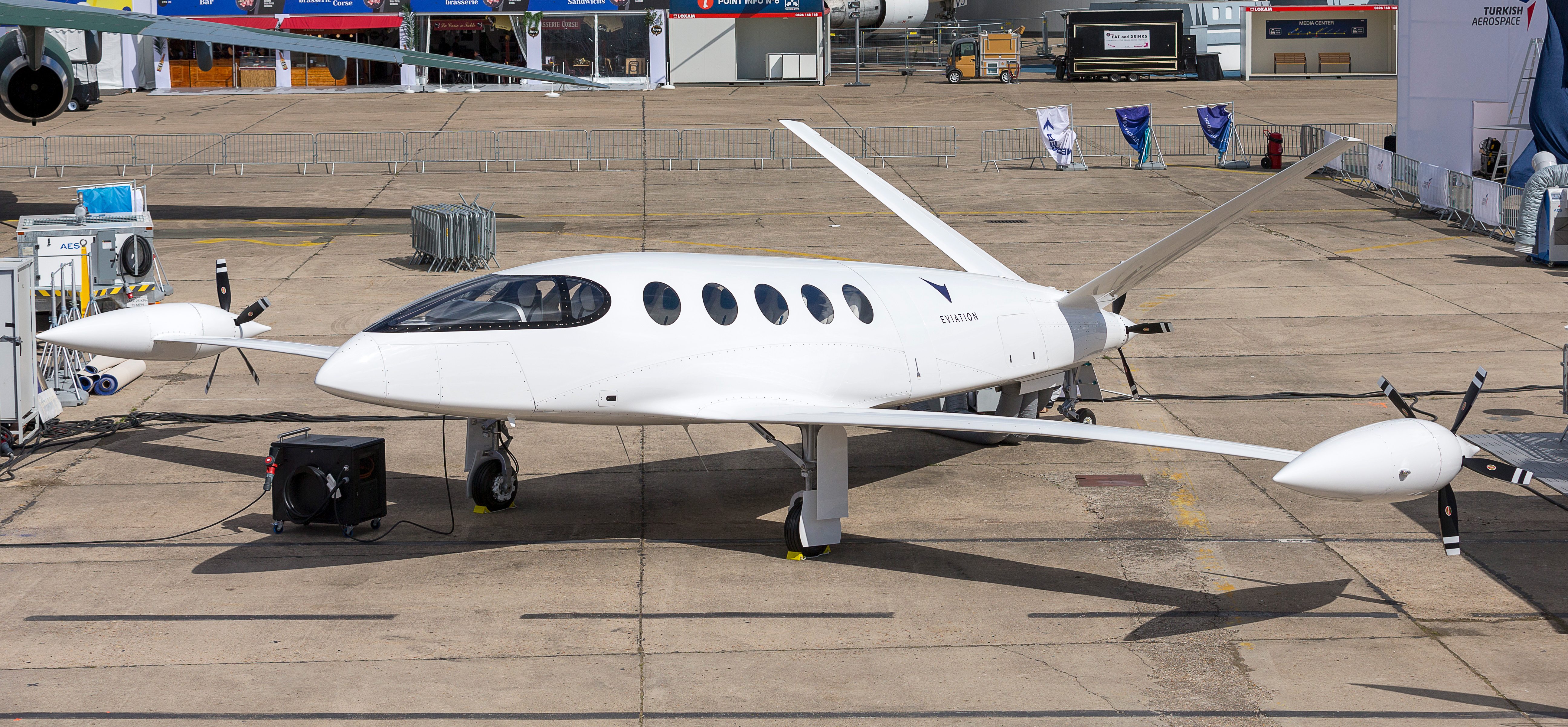 The Eviation Alice on display at the Paris Air Show.