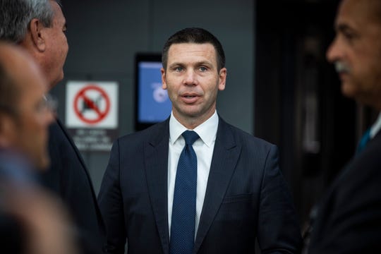 U.S. Customs and Border Protection Commissioner Kevin McAleenan attends the unveiling of an an airport-wide biometric facial recognition terminal at Dulles International Airport in Dulles, Virginia, Sept. 6, 2018.