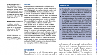 Armed conflicts and national trends in reproductive, maternal, newborn and child health in sub-Saharan Africa: What can national health surveys tell us? - World