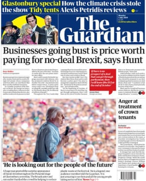 Guardian front page, Monday 1 July 2019