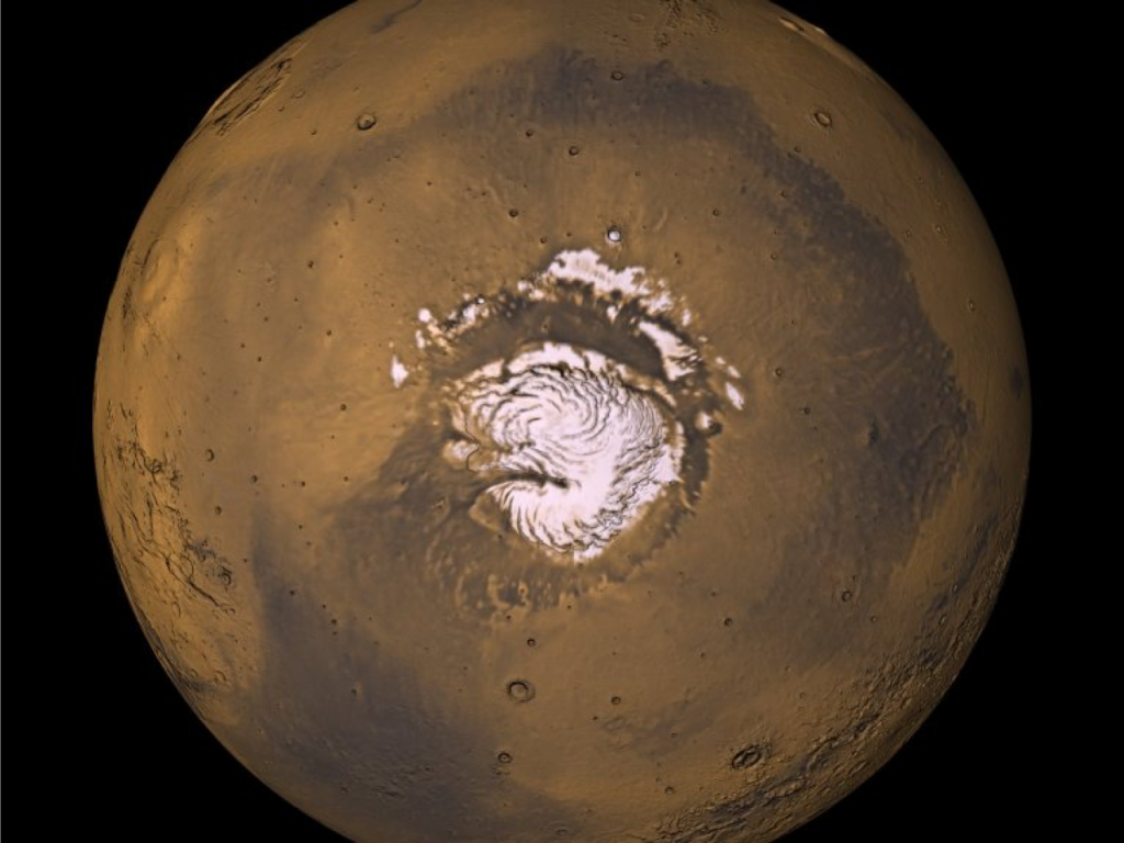 Polar ice on Mars.
