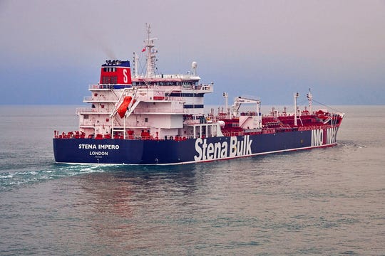 An undated handout photo made available by Stena Bulk shows British-registered oil tanker "Stena Impero" at sea.