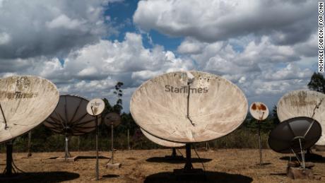 A StarTimes transmission site in Limuru, Kenya. Satellite dishes receive content from China, uplink it from Kenya, and beam it out across the country.