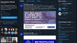 Screengrab of hacked Met Police tweet