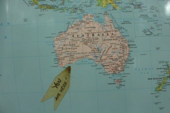 A map of the world marks Esperance and says "you are here". 