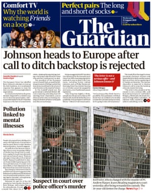Guardian front page, Wednesday 21 August 2019