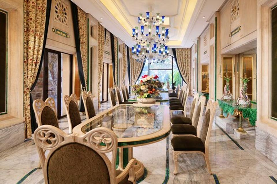 Dining room in the largest suite in the world