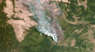 Satellite image of wildfires in Mato Grosso, Brazil