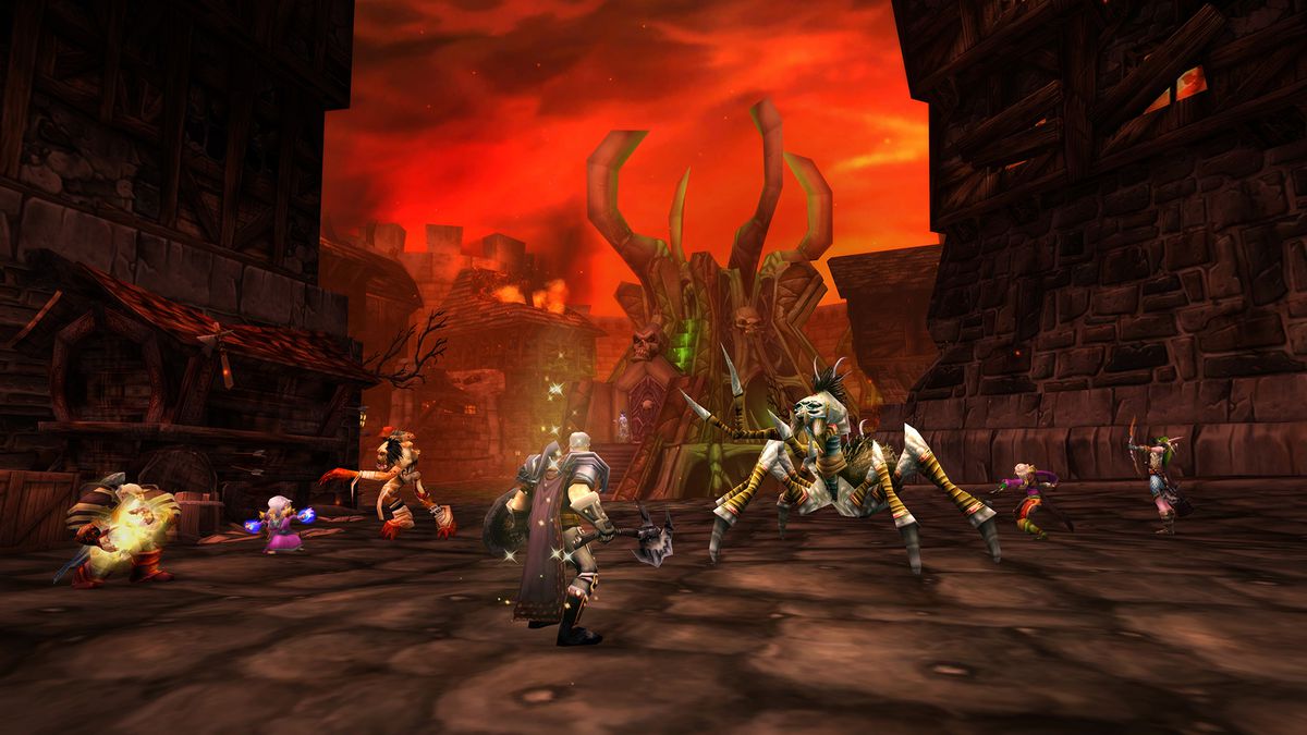 World of Warcraft - players work their way through the Stratholme dungeon in Classic World of Warcraft