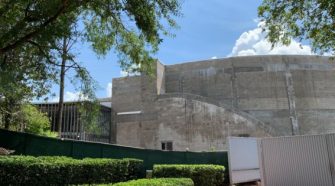 PHOTOS: Scaffolding Down at Future World Space Restaurant in Epcot, Revealing Partially Finished Building Facade