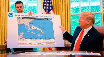 Trump shows apparently altered Dorian trajectory map