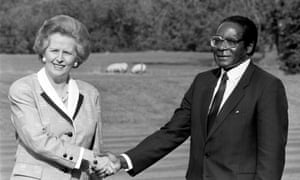 Margaret Thatcher and Robert Mugabe in 1988.