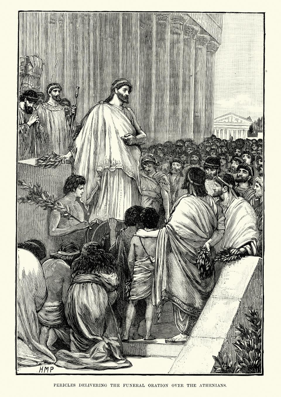 Pericles delivering the funeral oration over Athenians