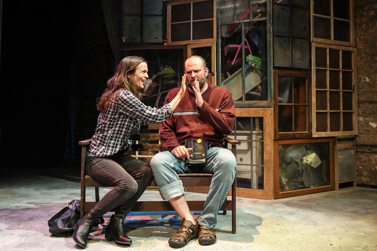 Rebecca Jordan and Joseph Wiens in Shattered Globe Theatre’s Chicago premiere of “Be Here Now.” 