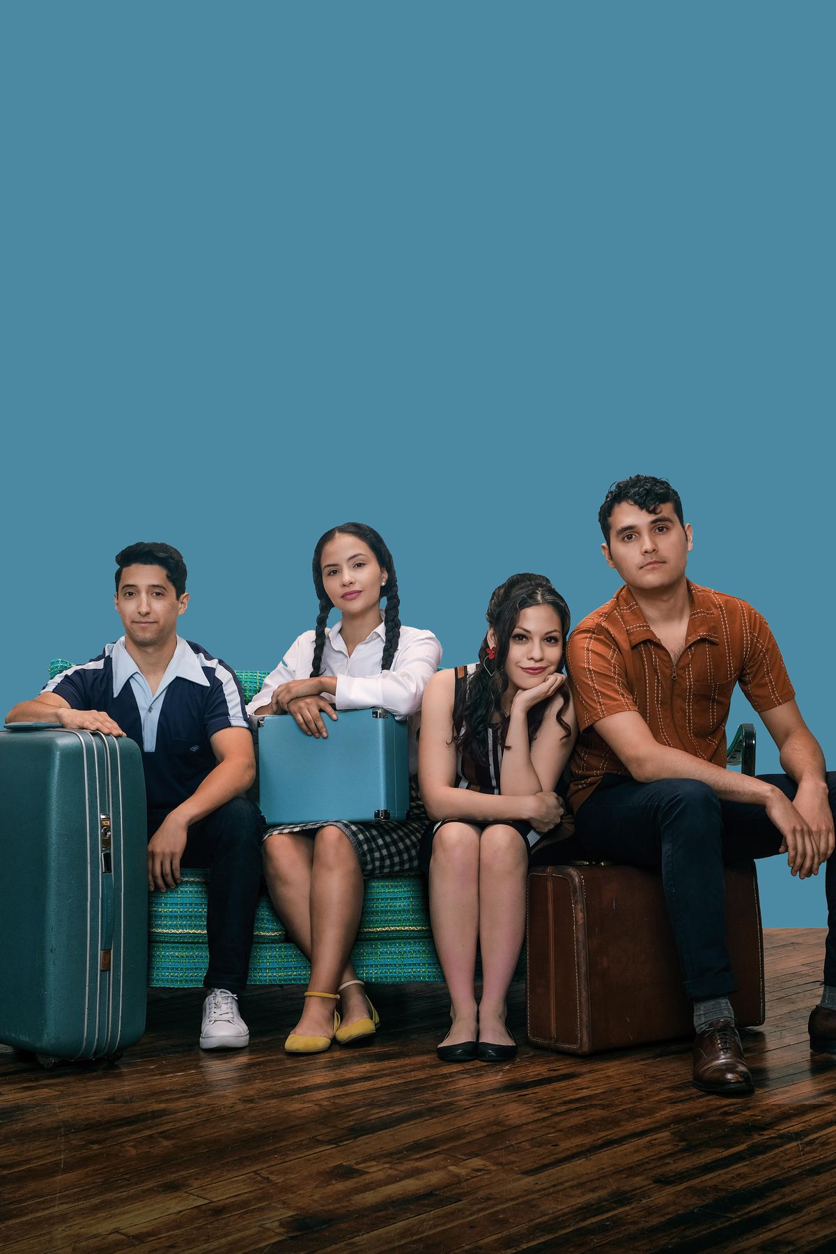 Meet the Morales siblings — Bobby (Joaquin Rodarte from left), Betty (Janyce Caraballo), Gina (Ayssette Muñoz) and Johnny (Nick Mayes) — members of a Mexican-American family in ‘60s America in Teatro Vista’s Midwest premiere of “Hope: Part II of A Mexican