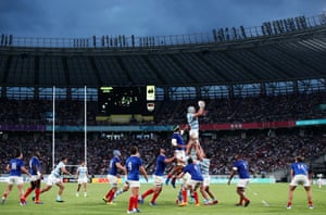 Tomas Lavanini wins a line-out as Argentina dominate in the second half.