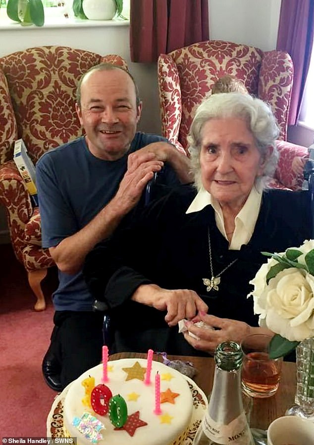 Emily Sims with Ken Rogers, the then Proprietor of Antron Manor, on Emily's 100th Birthday