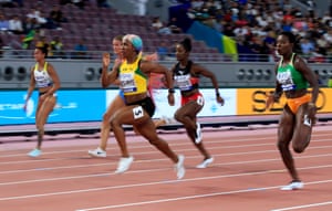 Shelly-Ann Fraser-Pryce of Jamaica competes in the women’s 100m semi-final.