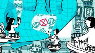 Marcy Kelly’s “Double Spiral,” CRISPR, and the bioethics of genetic editing.