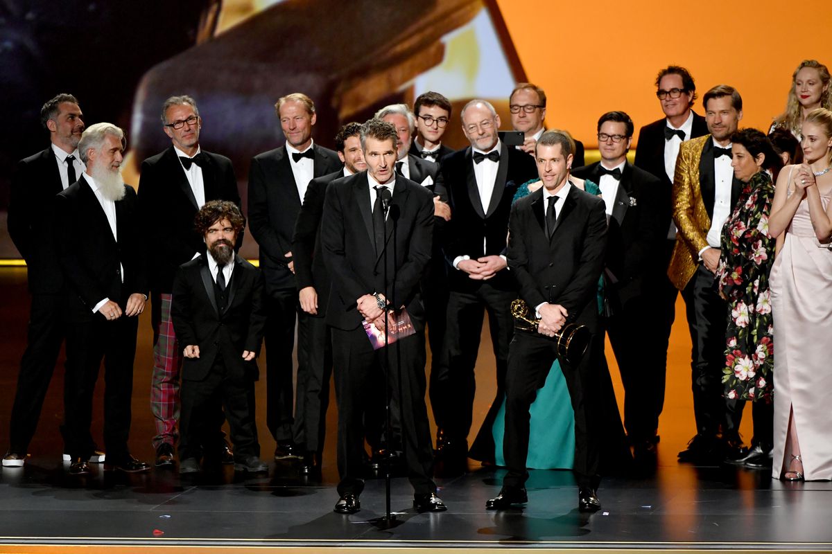 The cast and crew of Game of Thrones celebrate their final Emmy win for Outstanding Drama Series.