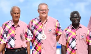 Solomon Islands Prime Minister Manasseh Sogavare (right) with Tonga’s Prime Minister Akilisi Pohiva (left) and Australia’s Prime Minister Scott Morrison (centre) at the Pacific Islands Forum in Funafuti, Tuvalu.