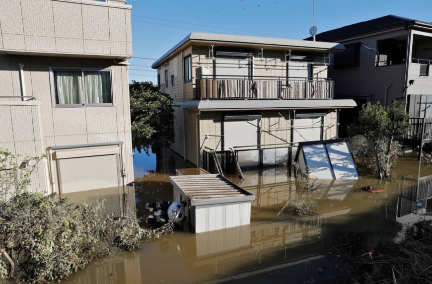 A flooded neighborhood in Kawasaki following the heavy rains of Typhoon Hagibis. | REUTERS