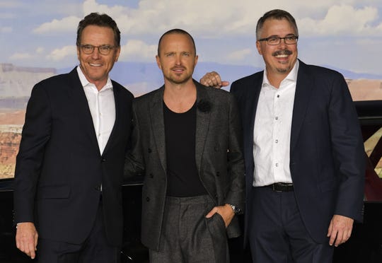 Bryan Cranston, left, Aaron Paul and Vince Gilligan at the premiere of Netflix's "El Camino" in Los Angeles earlier this month.