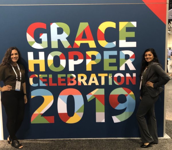 Yasmin Marquez (left) and Alisha Nagarkar (right) attend the Grace Hopper Celebration. 