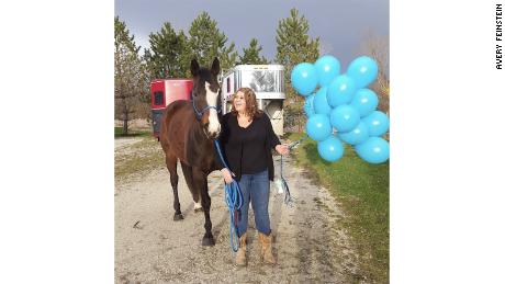Avery Feinstein with her horse Rudy before she underwent bariatric surgery. Rudy has been by Feinstein&#39;s side during her weight loss journey.