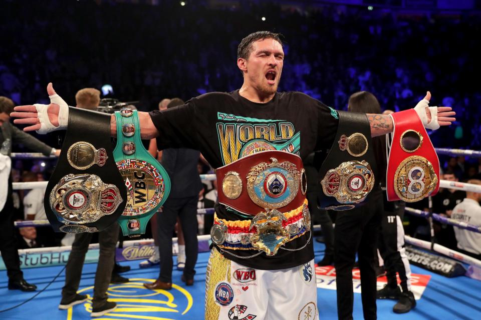 Oleksandr Usyk cleaned out his entire division, becoming undisputed cruiserweight champion in 16 fights. The Ukrainian came through all of his biggest tests in his opponents’ hometowns, travelling to beat the likes of Mairis Briedis in Latvia, Murat Gassiev in Russia and Tony Bellew in the UK. He’s now looking to repeat the feat at heavyweight.