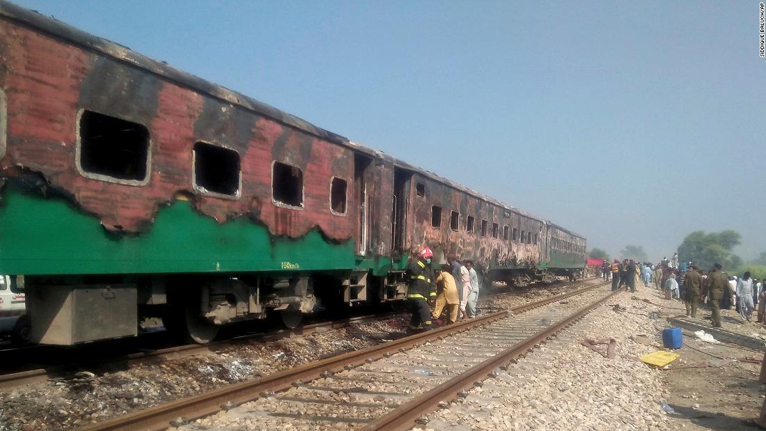 Pakistan train blast: 70 dead after gas cylinder explosion