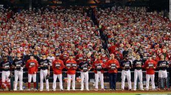 Fans, players and officials took a quick break from the World Series to stand up to cancer