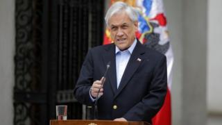 Chilean President Sebastián Piñera addresses the nation in Santiago