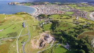 Aerial view of Great Orme Mines and Llandudno