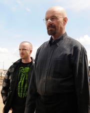 Jesse Pinkman (Aaron Paul, left) and Walter White (Bryan Cranston) in Season 5 of AMC's "Breaking Bad."