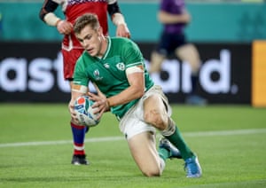 Ireland’s Garry Ringrose scores their fifth try.
