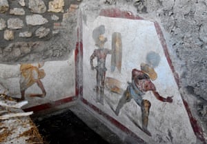 The fresco was discovered on a wall in what was probably a tavern frequented by gladiators.