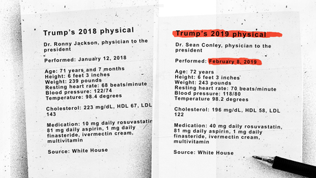 President Trump&#39;s physicals in early 2018 and early 2019 were performed by different doctors.