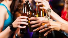 People in the US drink exactly the average amount of alcohol, but those in the UK consume 800ml more each year, according to new research (stock image)