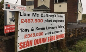 A sign protesting Sean Quinn’s exclusion from Quinn Industrial Holdings.