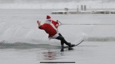 Santa takes a break, skis on Vallecito Lake
