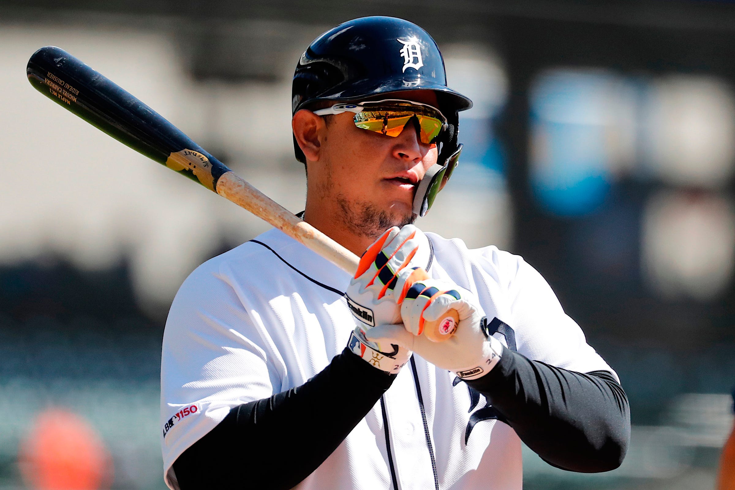 Tigers designated hitter Miguel Cabrera gets set to bat in the first inning on Thursday, Sept. 26, 2019, at Comerica Park.