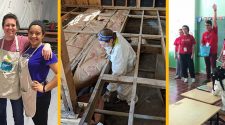 A panel of three images showing SNHU students participating in alternative spring break service projects.