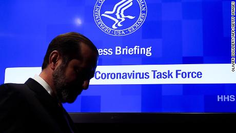 Health and Human Services Secretary Alex Azar leaves after speaking during a press conference on the coordinated public health response to the 2019 coronavirus.