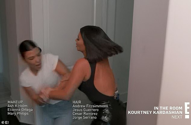 Brawling: Season 18 of their hit show debuted with a shocking among the three Kardashian sisters, after Kim suggested the mother-of-three has an inferior work ethic