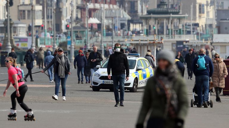 Brighton seafront appeared to busy on Saturday despite the lockdown measures