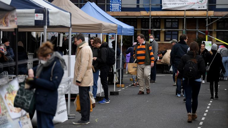 Shoppers were seen at the market despite advice to stay at home